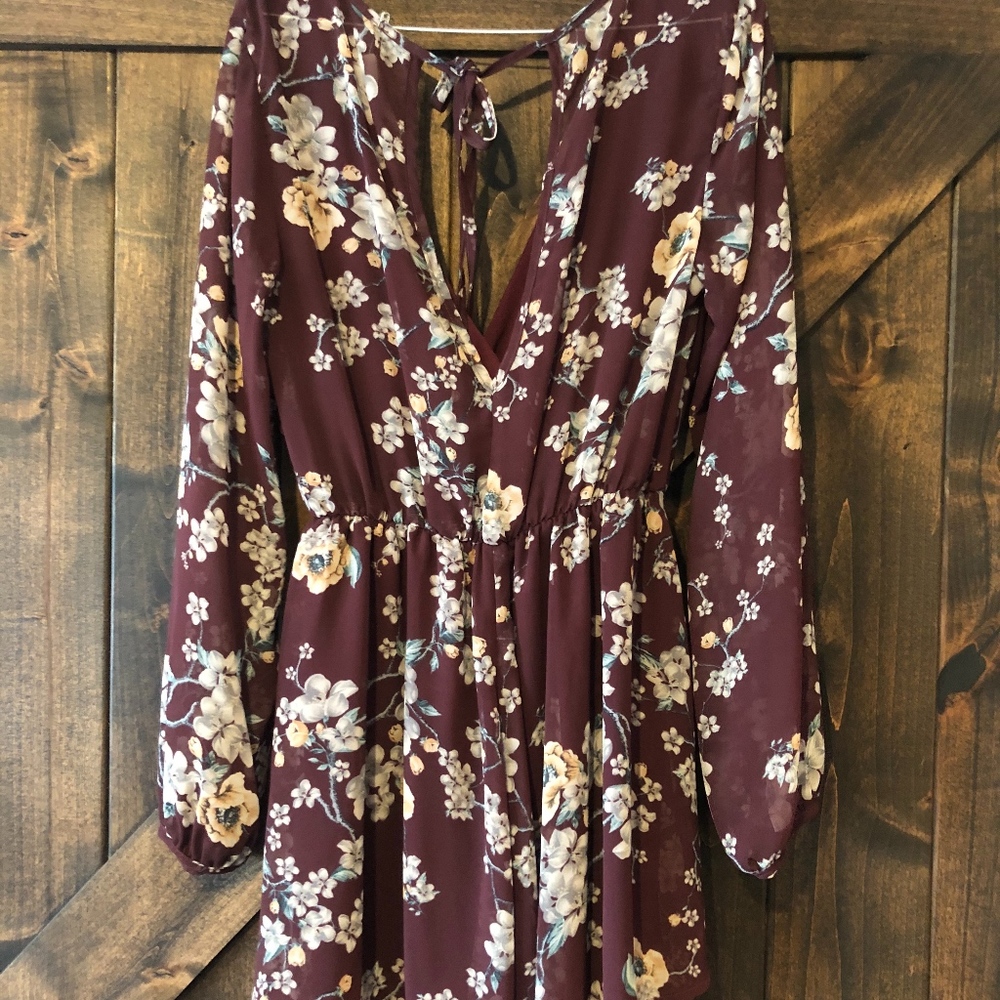 Maroon Floral Romper